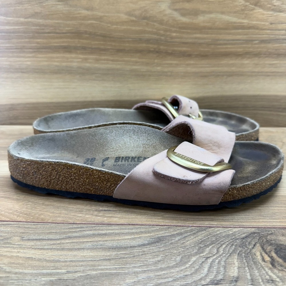 Birkenstock Madrid Big Buckle 7 N EU 38 Peachy Pink Nubuck Slides Travel Walk